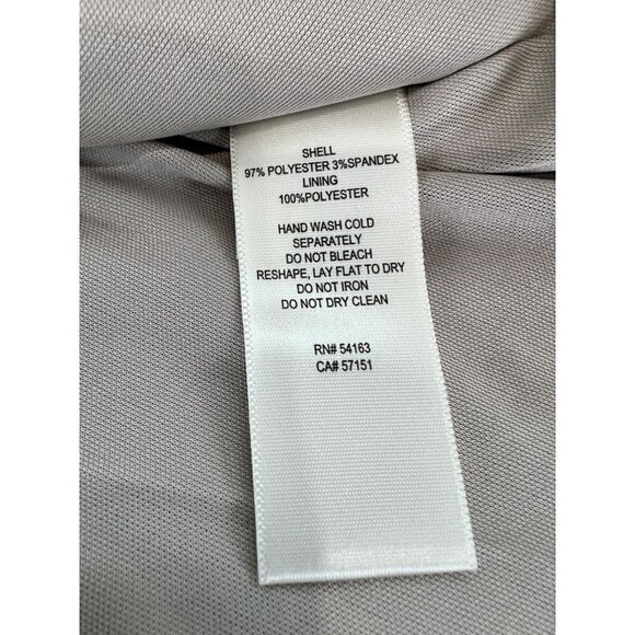 New Eliza J Size 10 One-Shoulder Glitter Mermaid Gown ruching, train Back Beige - Picture 13 of 15